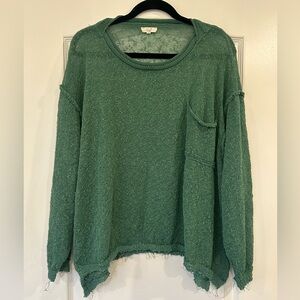 EUC Easel Raw Hem Long Sleeve Sweater With Front Pocket